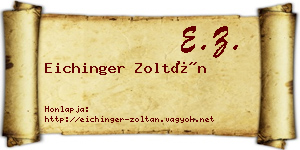 Eichinger Zoltán névjegykártya